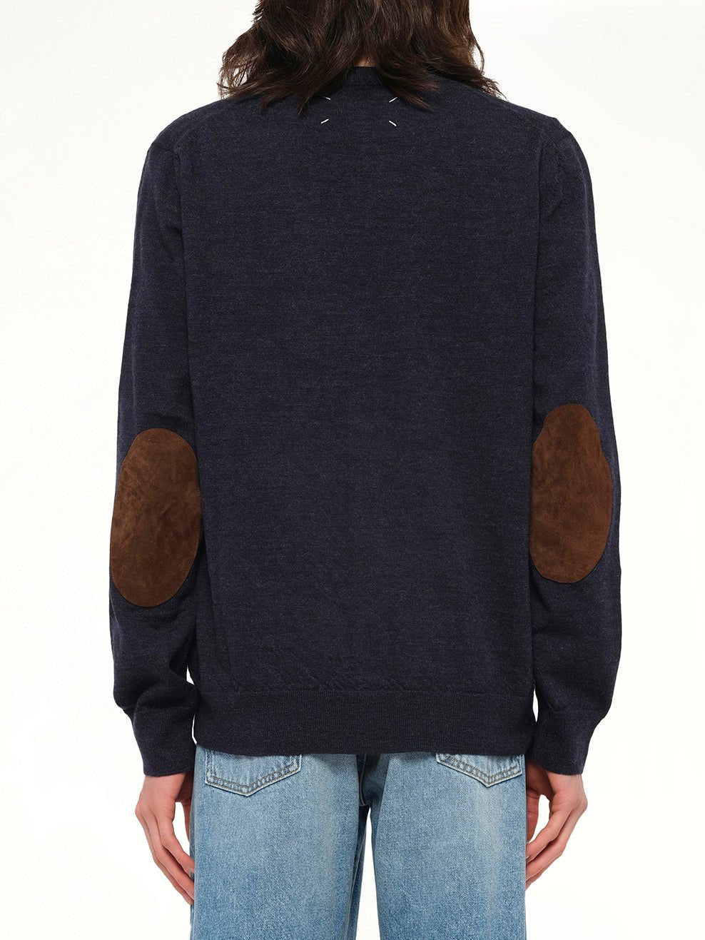 MAISON MARGIELA Gauge 12 Elbow Patch Cardigan (Navy)