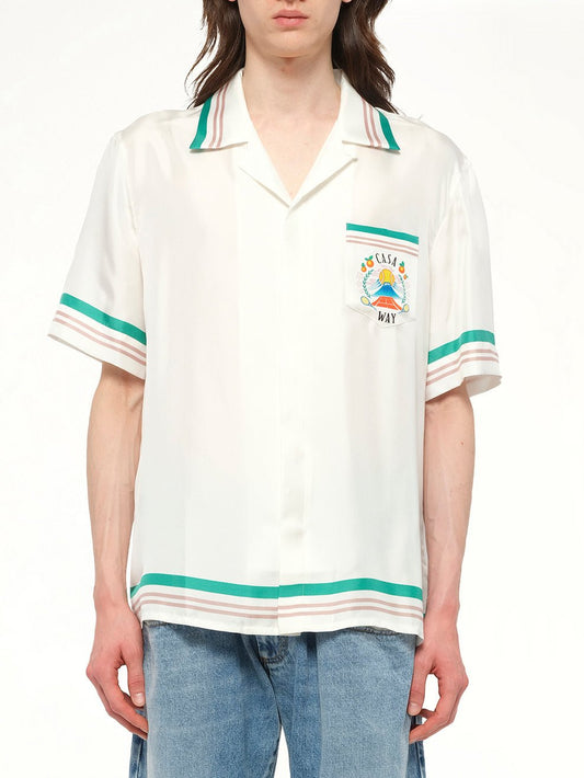 Image of a model wearing Tops. Productname: CASABLANCA Casaway Shirt in MULTICOLOUR colour by brand - CASABLANCA