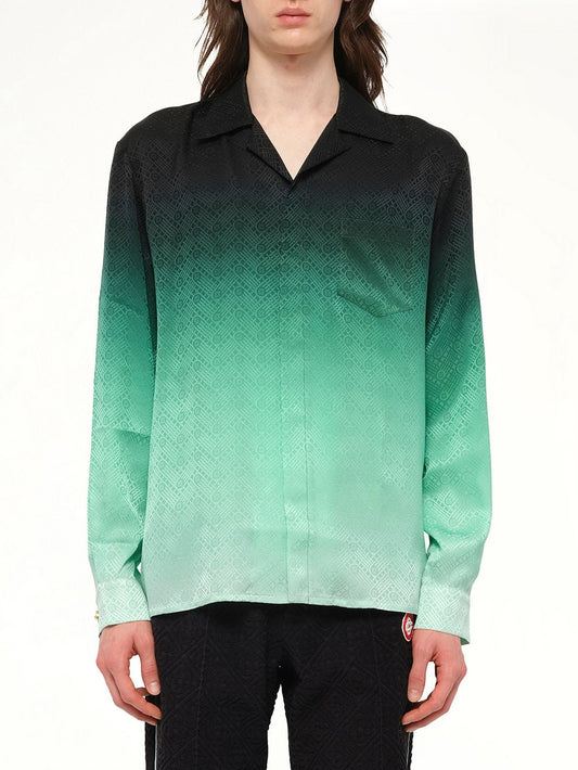 Image of a model wearing Tops. Productname: CASABLANCA Ping Pong Gradient Shirt in GREEN colour by brand - CASABLANCA