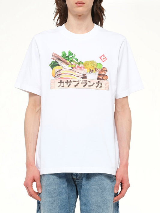 Image of T-Shirts. Product name - Casablanca Ingredient Printed T-Shirt in White colour by brand - CASABLANCA