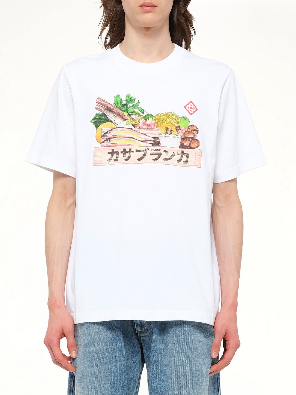 Image of T-Shirts. Product name - Casablanca Ingredient Printed T-Shirt in White colour by brand - CASABLANCA