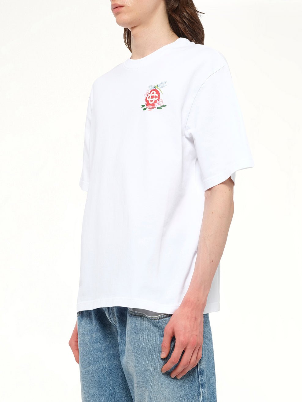 CASABLANCA Dragonfly Floral Print T-Shirt (White)