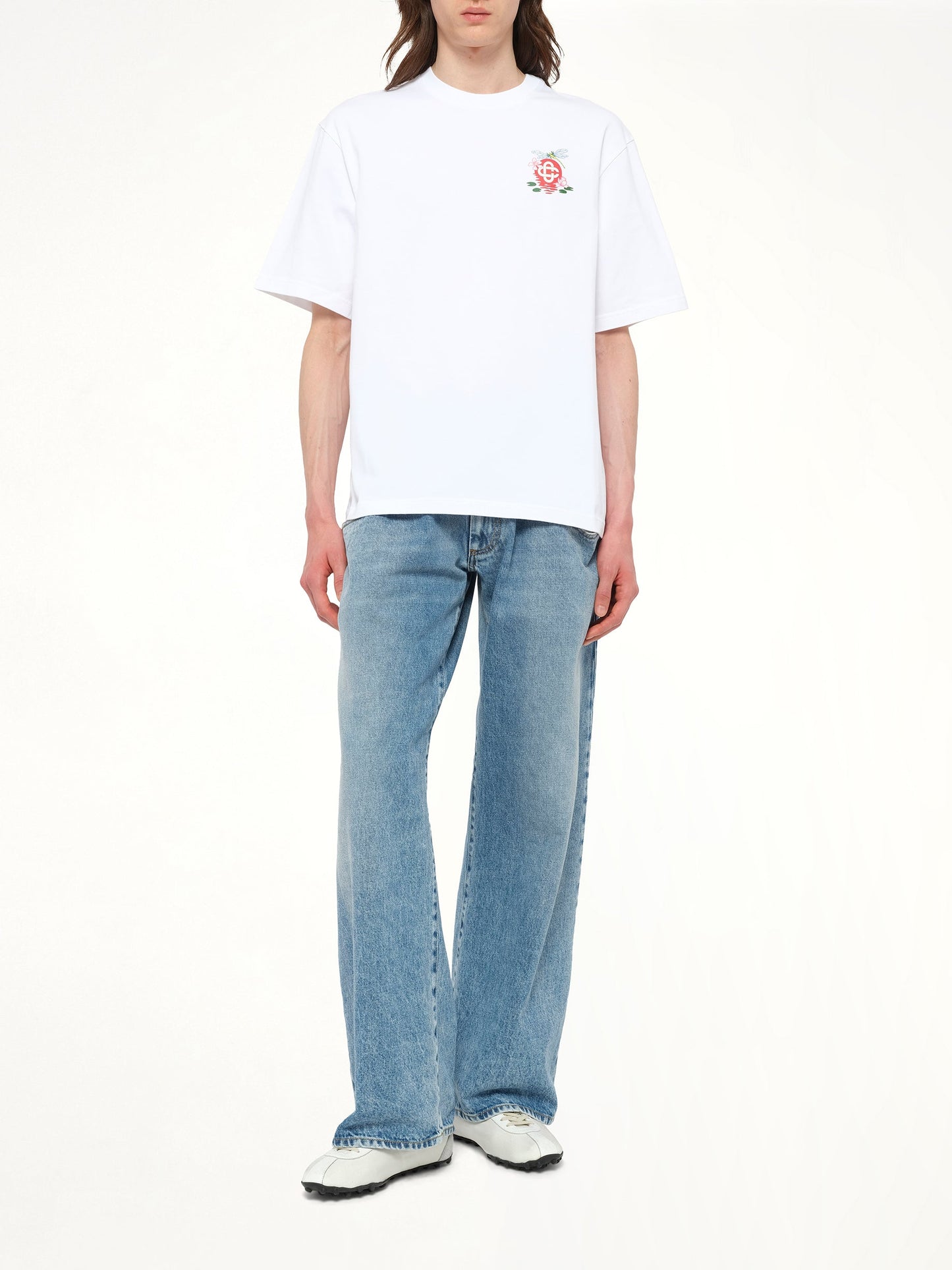 CASABLANCA Dragonfly Floral Print T-Shirt (White)