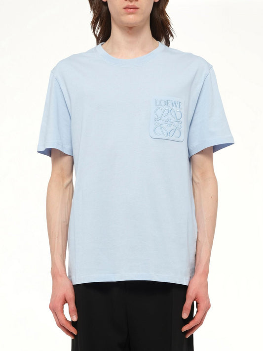 Image of T-Shirts. Product name - Relaxed Anagram T-Shirt in Blue colour by brand - LOEWE