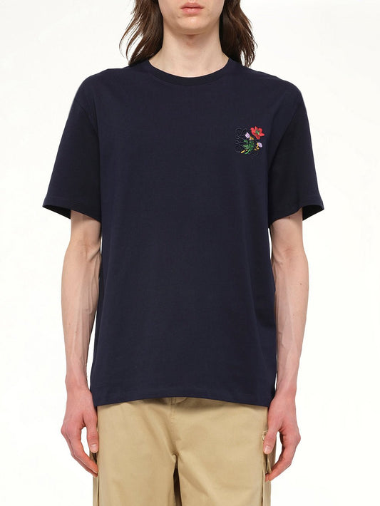Image of a model wearing Tops. Productname: LOEWE Relaxed Fit T-Shirt in Navy colour by brand - LOEWE