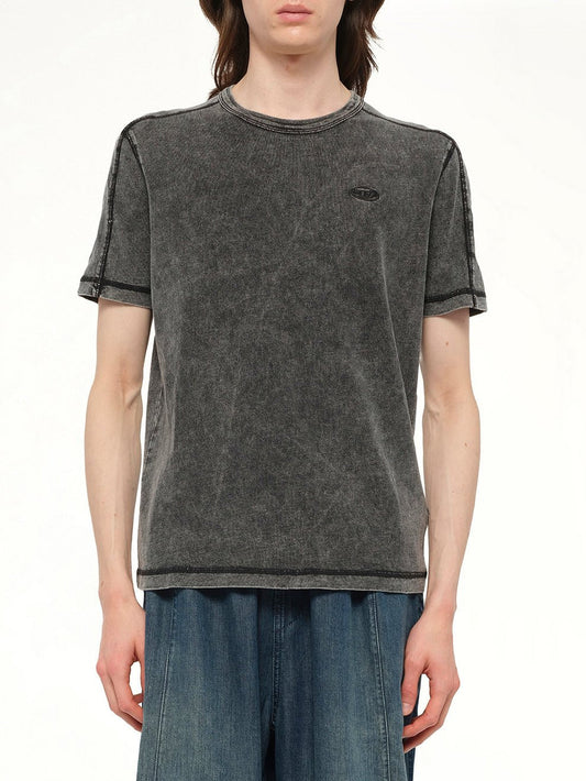 Image of a model wearing Tops. Productname: DIESEL T-Adjind T-Shirt In Black in Black colour by brand - DIESEL