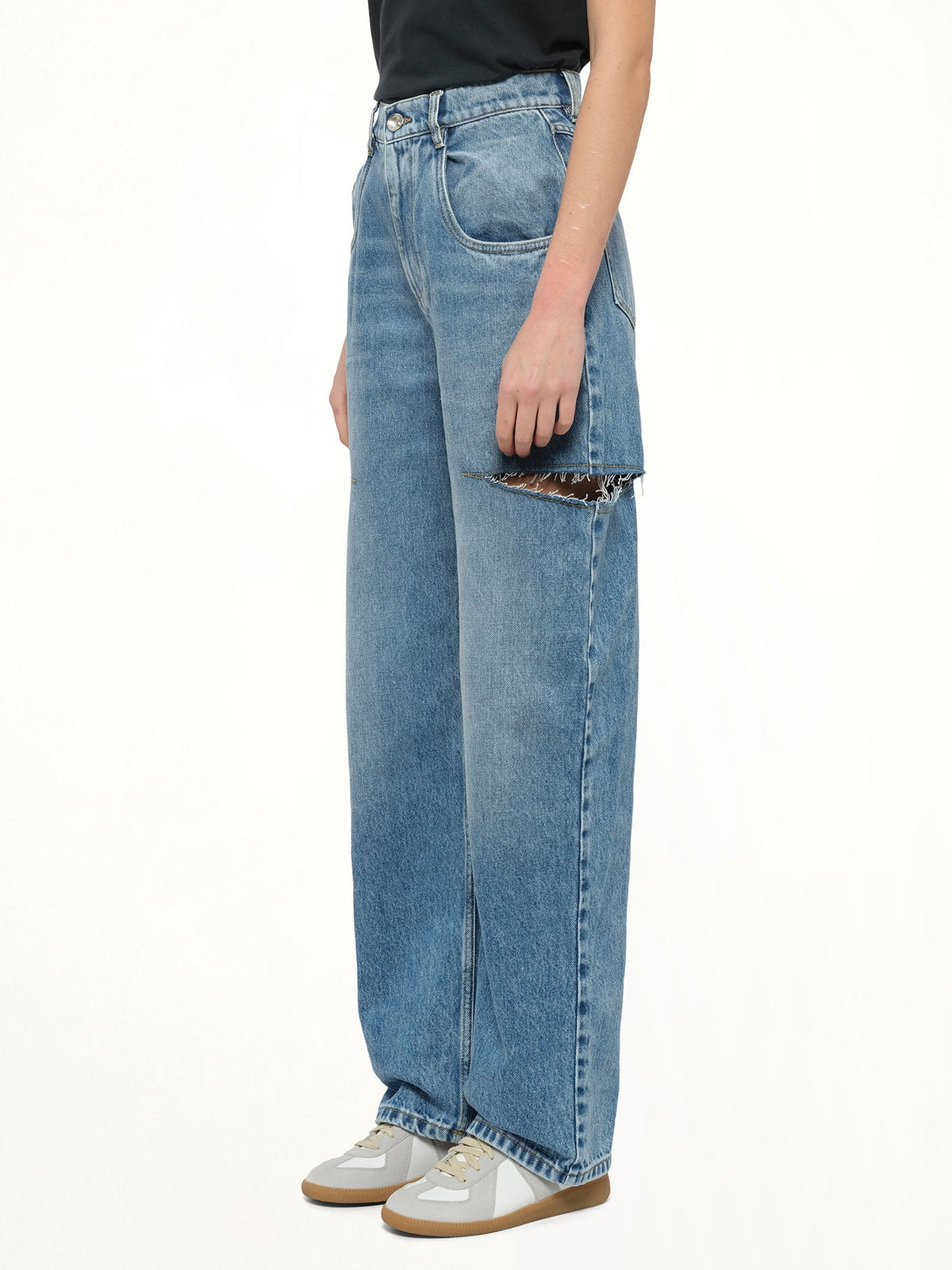 MAISON MARGIELA Slash Loose Fit Denim Jeans (Blue)