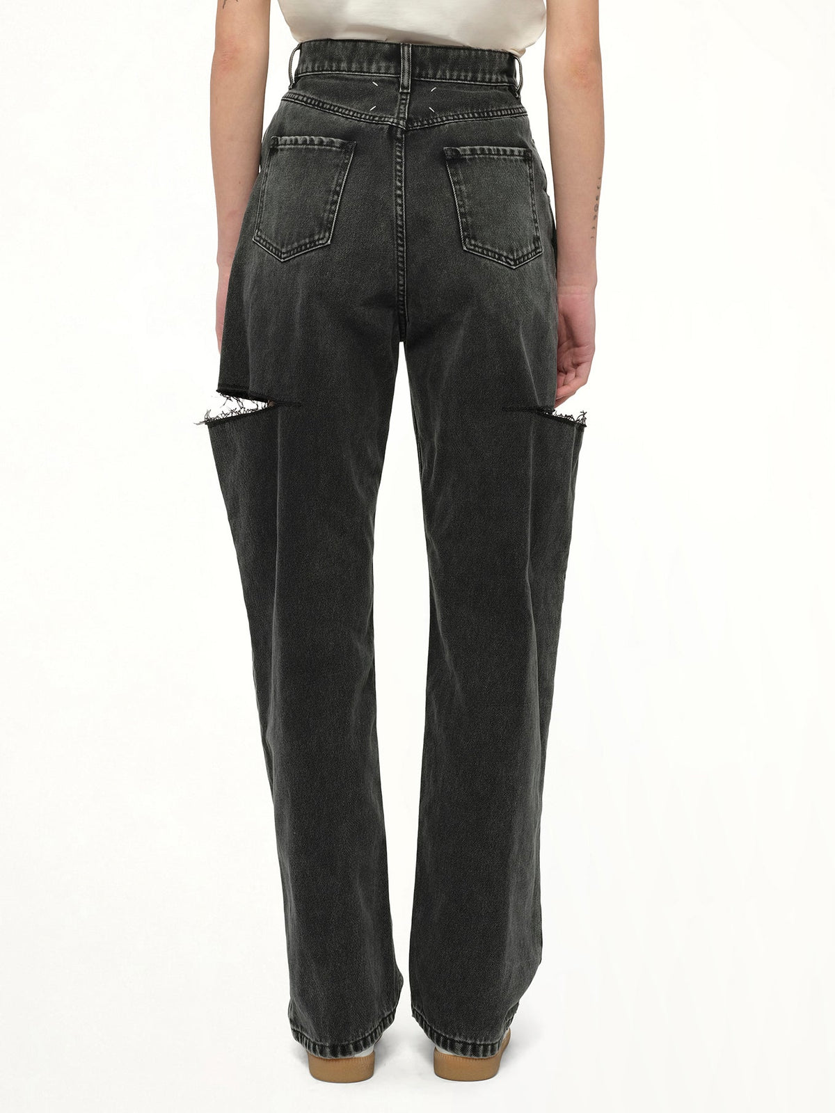 MAISON MARGIELA Slash Loose Fit Denim Jeans (Black)