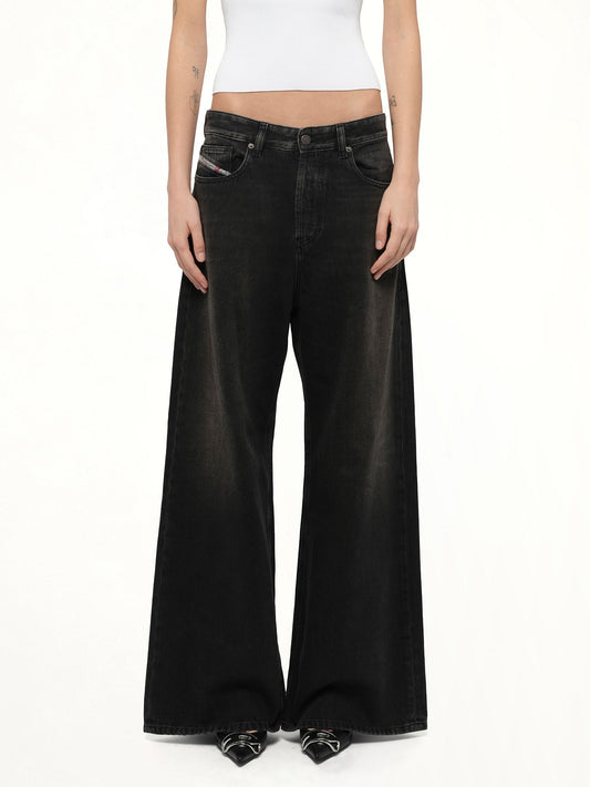 Image of Jeans. Productname: DIESEL 1996 D-SIRE Wide Jeans in Black colour by brand - DIESEL