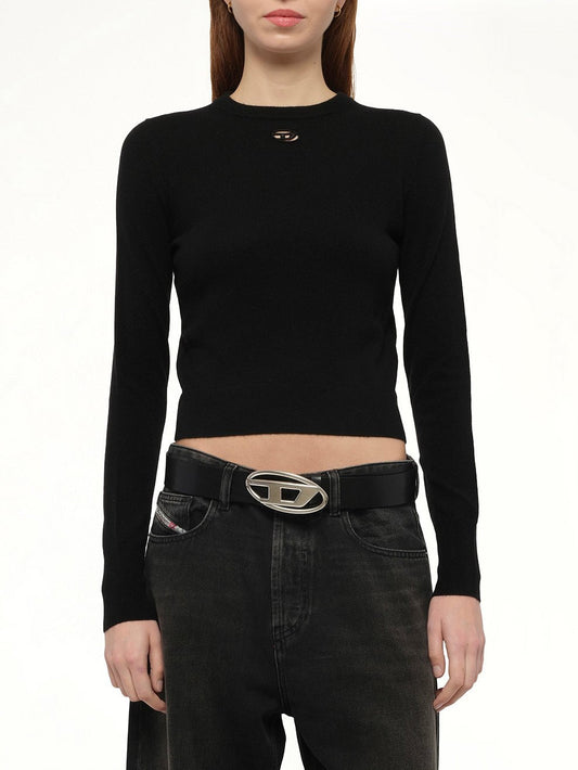 Image of a model wearing Outerwear. Productname: DIESEL M-Areesax Sweater In Black in Black colour by brand - DIESEL