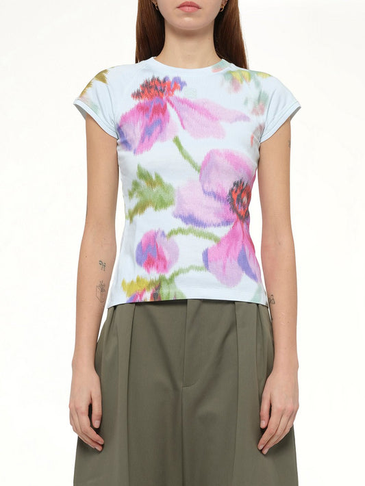 Image of a model wearing Tops. Productname: LOEWE Small Fit T-Shirt in Blue colour by brand - LOEWE