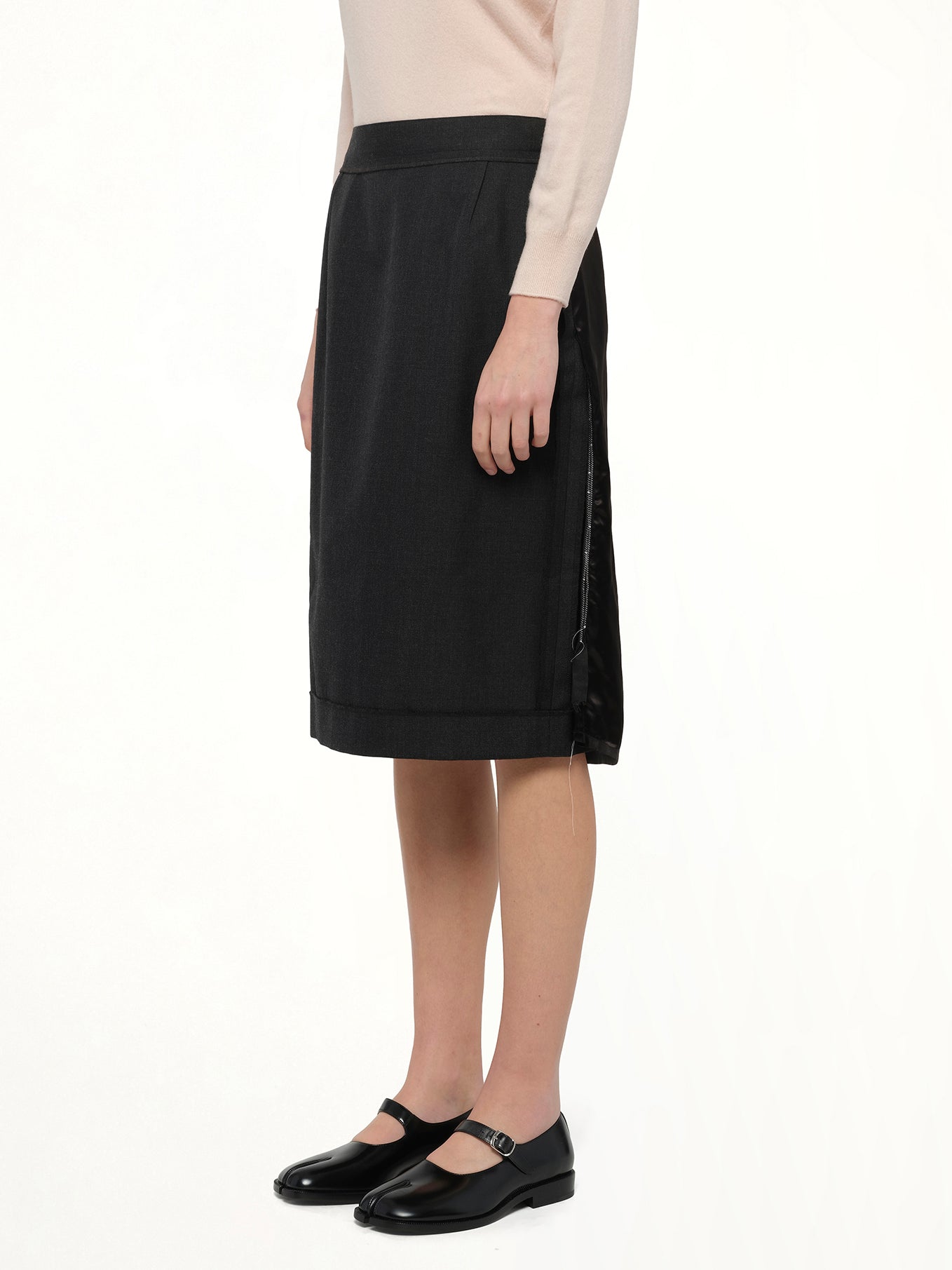 MAISON MARGIELA Midi Skirt (Carbon Melange/Black)