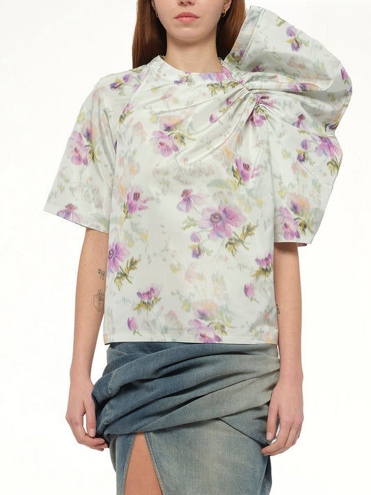 Image of a model wearing Tops. Productname: LOEWE Draped Top in Light Blue/Multicolor colour by brand - LOEWE