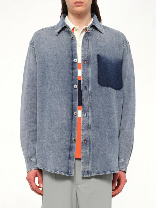 Image of Shirts. Product name - Washed Denim Shirt in Blue colour by brand - LOEWE