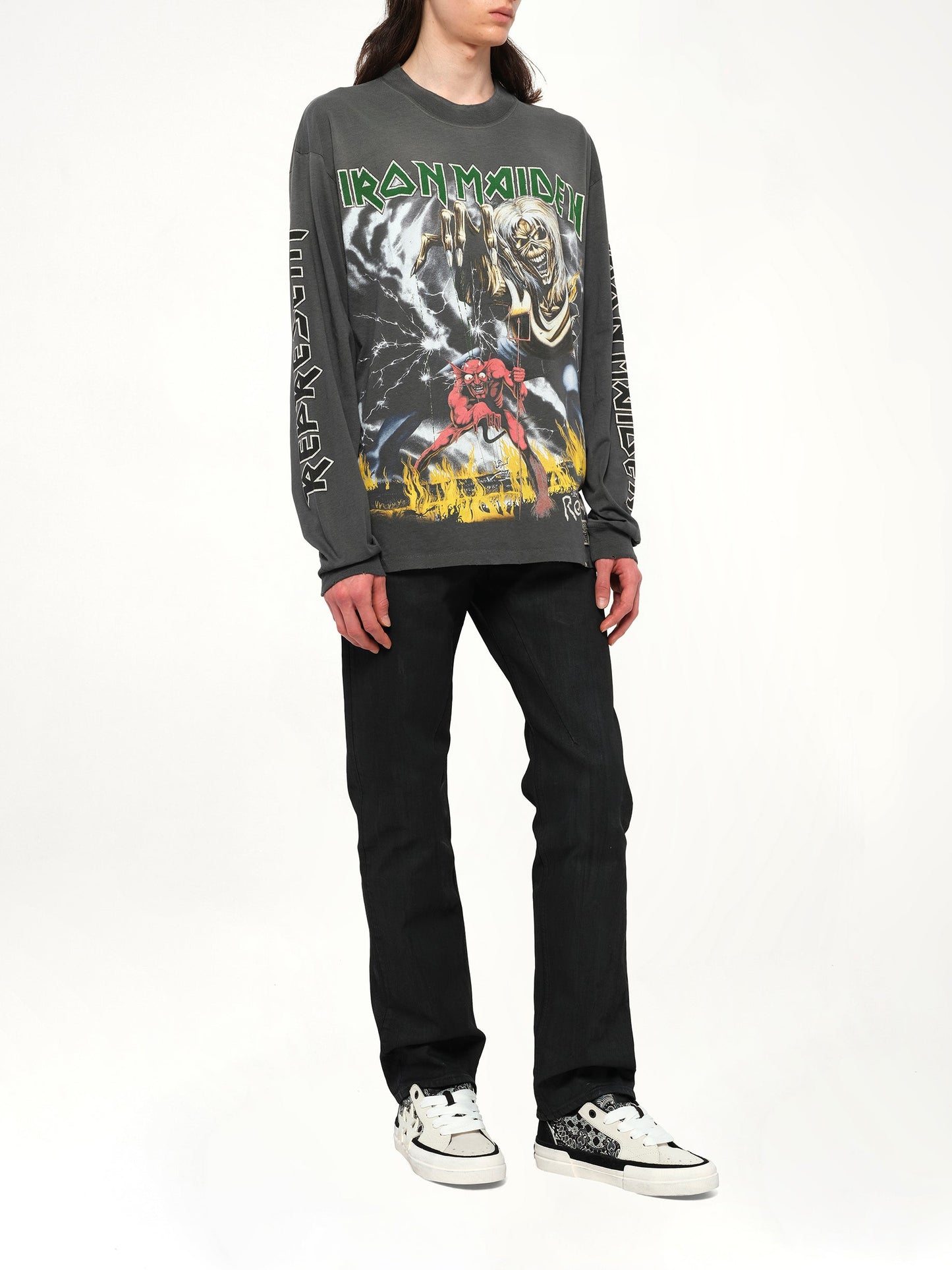 REPRESENT Iron Maiden Number of the Beast Long Sleeve T-Shirt (Sunfade Grey)
