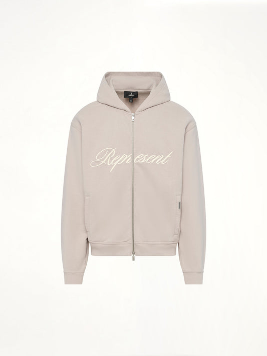 REPRESENT Script Logo Zip Hoodie (Concrete)