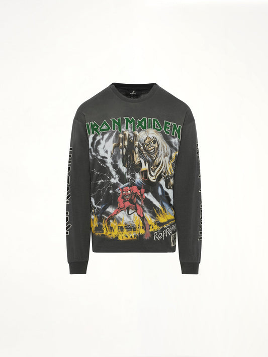 REPRESENT Iron Maiden Number of the Beast Long Sleeve T-Shirt (Sunfade Grey)