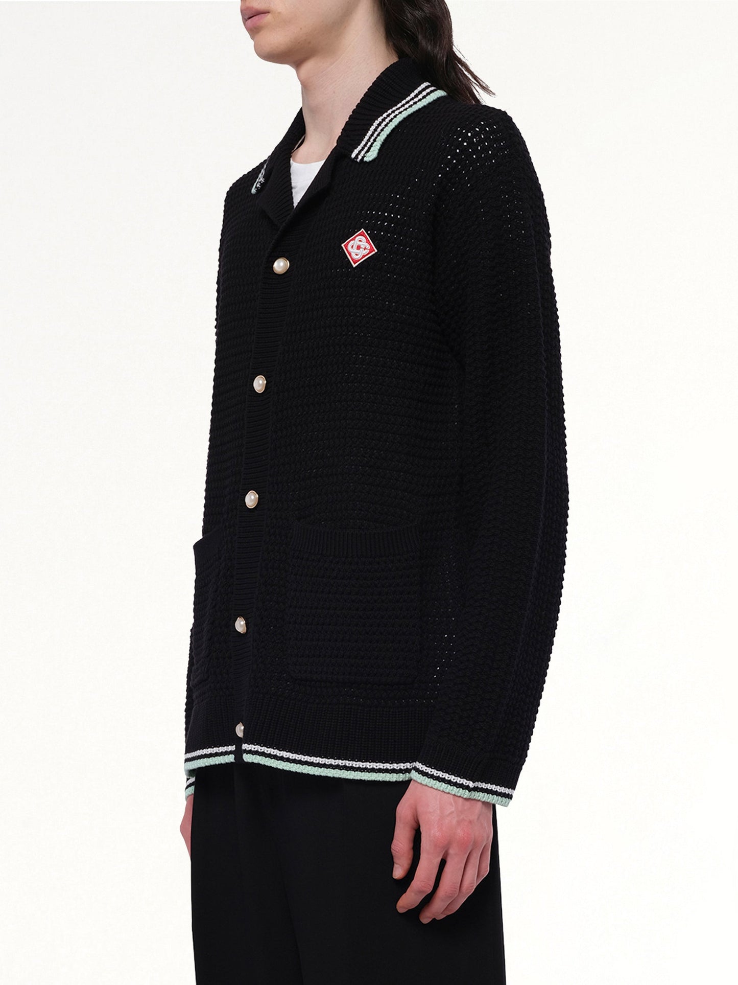 CASABLANCA Embroidered Crochet Shirt (Black)
