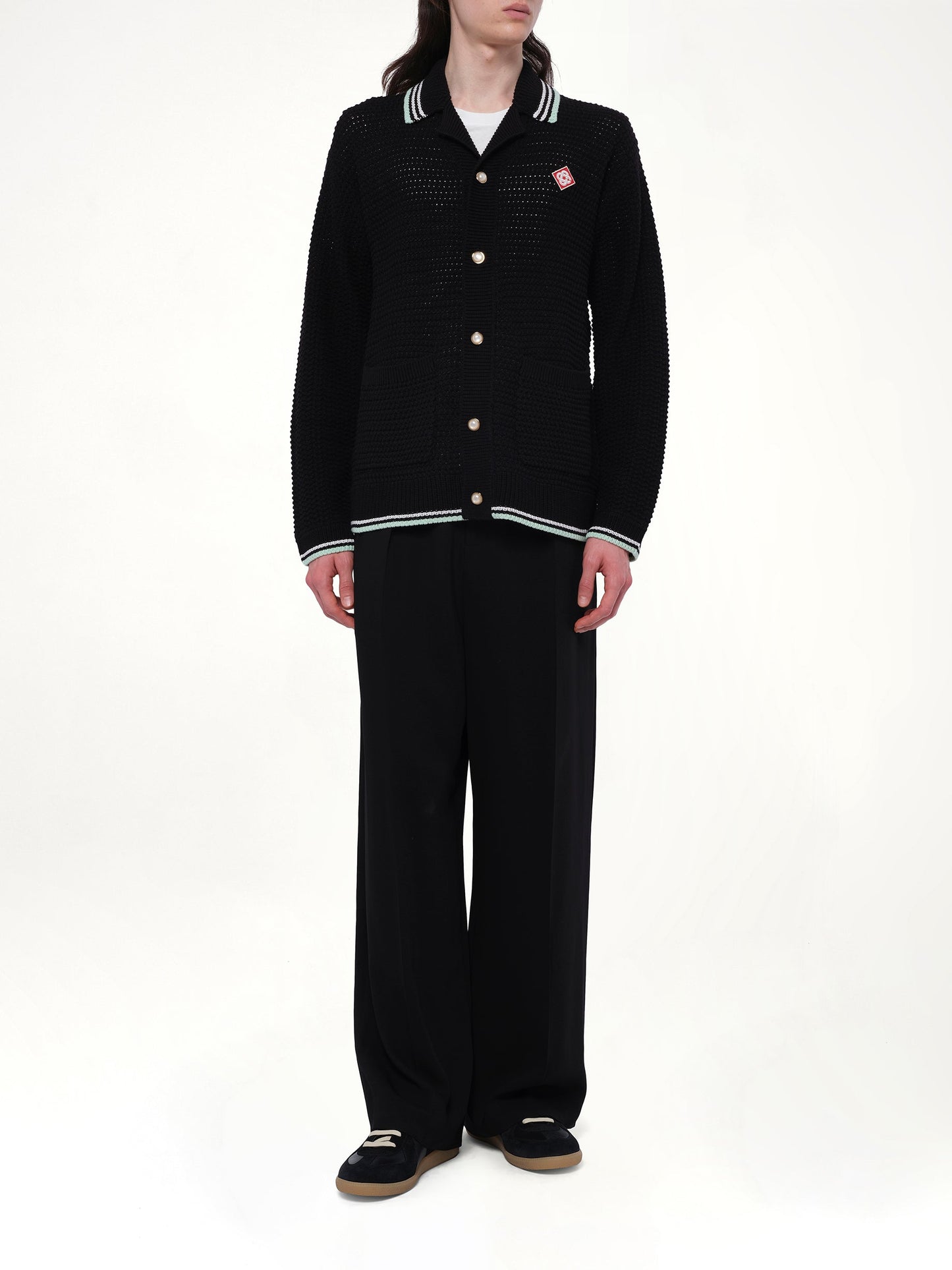 CASABLANCA Embroidered Crochet Shirt (Black)