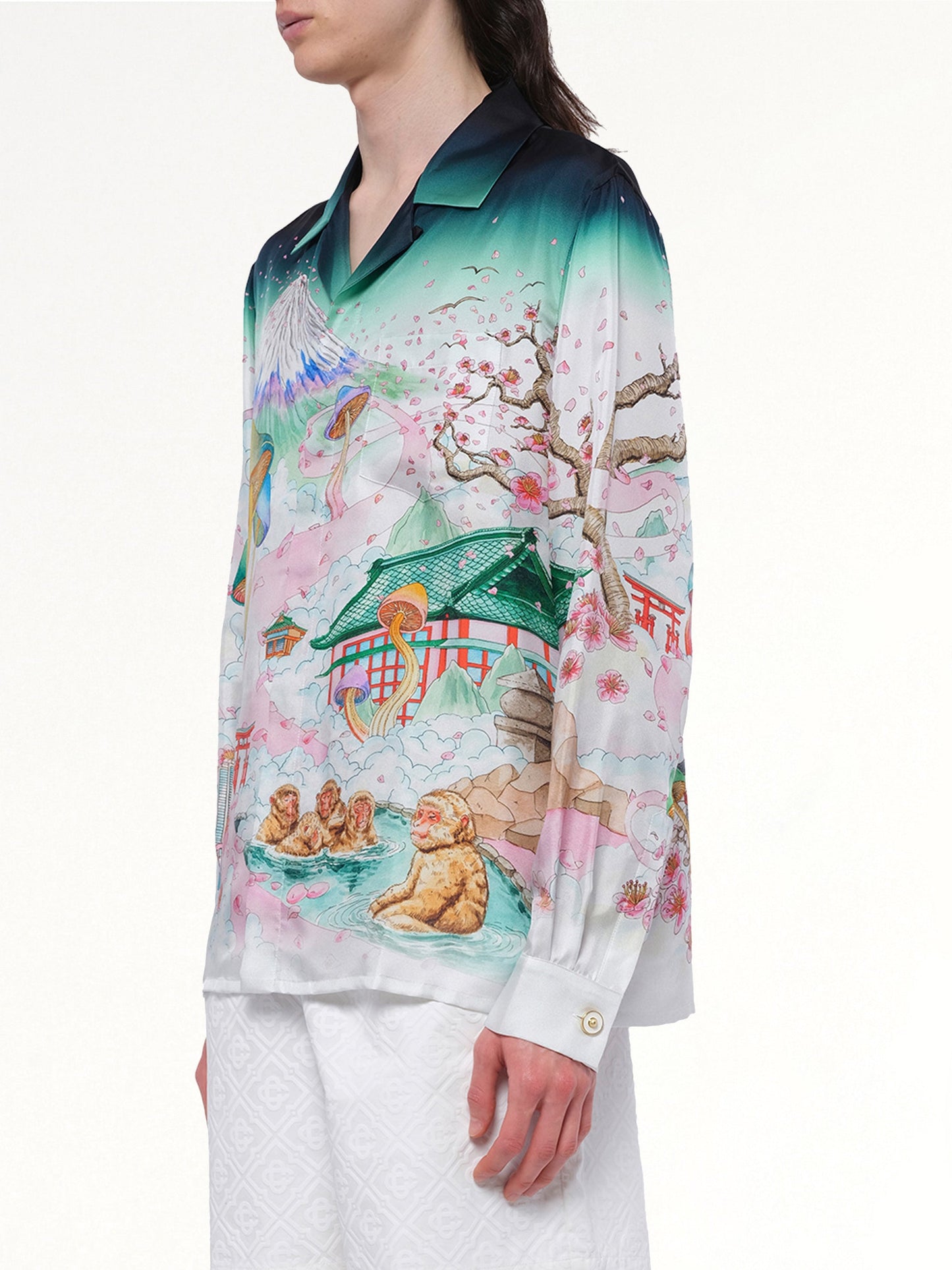 CASABLANCA Silk Satin Flowers Shirt (Multicolour)