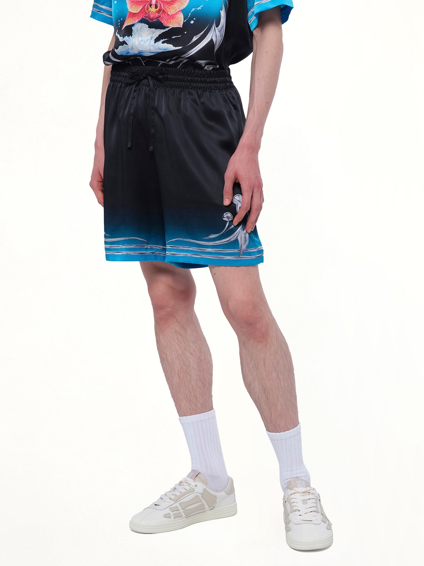 CASABLANCA Silk Satin Blades Shorts (Multicolour)