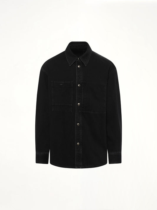 WOOYOUNGMI City Graphic Denim Shirt (Black)