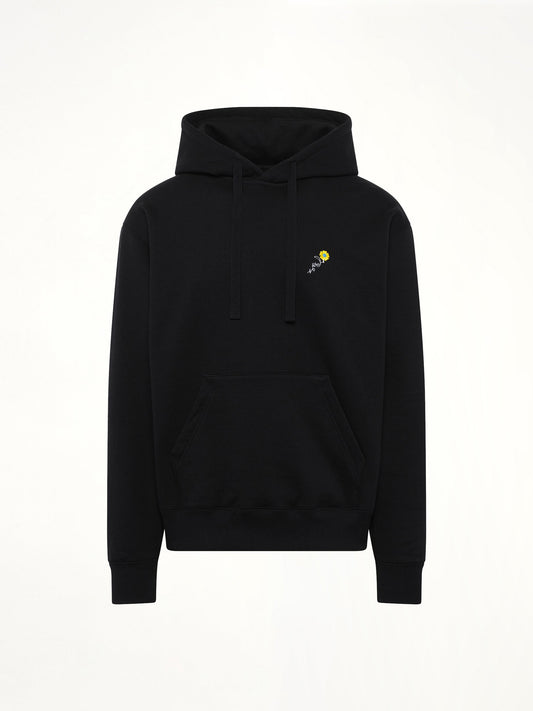 VOWELS Floral Embroidered Hoodie (Black)