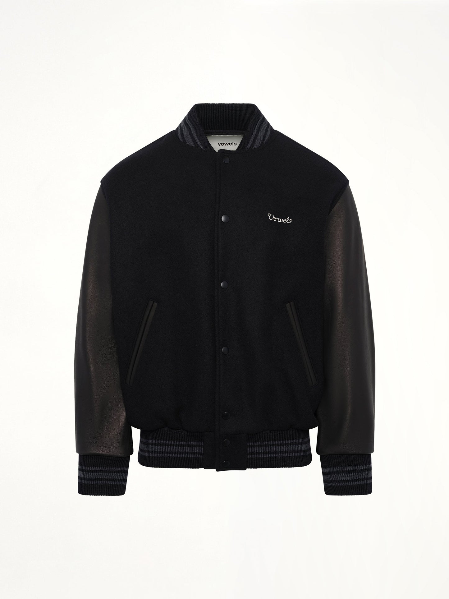 VOWELS Varsity Jacket (Black)
