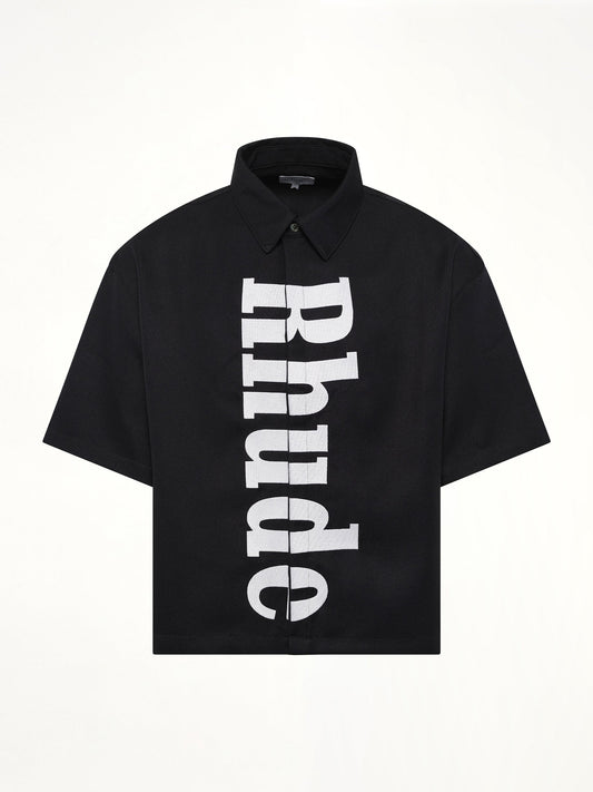 RHUDE Center Logo Button Up Shirt (Black/White)