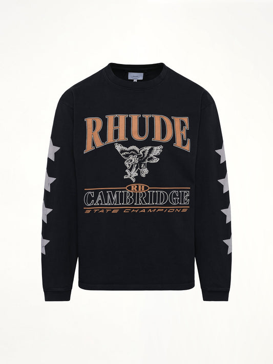 RHUDE Cambridge State Champs LS T-Shirt (Vintage Black)