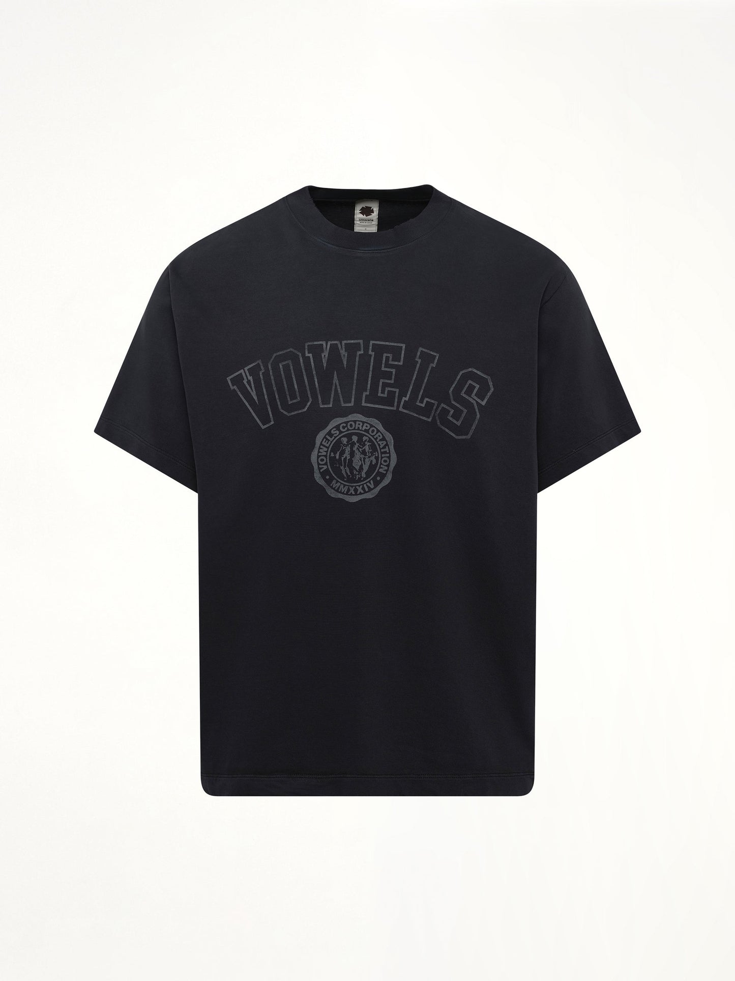 VOWELS Faded Collegiate T-Shirt (Black)