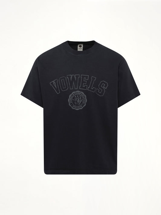 VOWELS Faded Collegiate T-Shirt (Black)