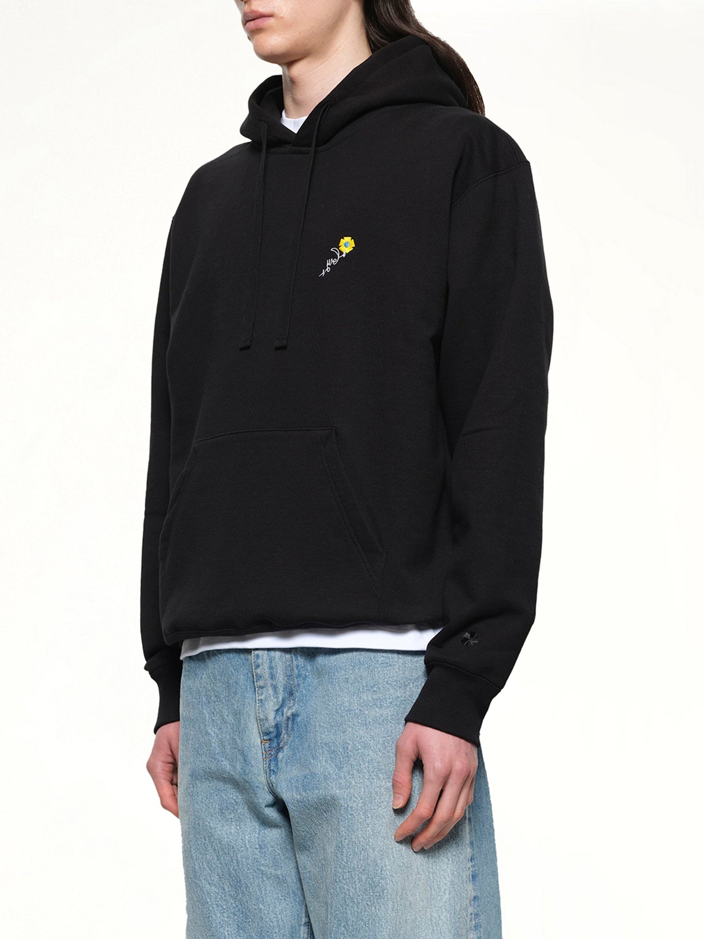 VOWELS Floral Embroidered Hoodie (Black)