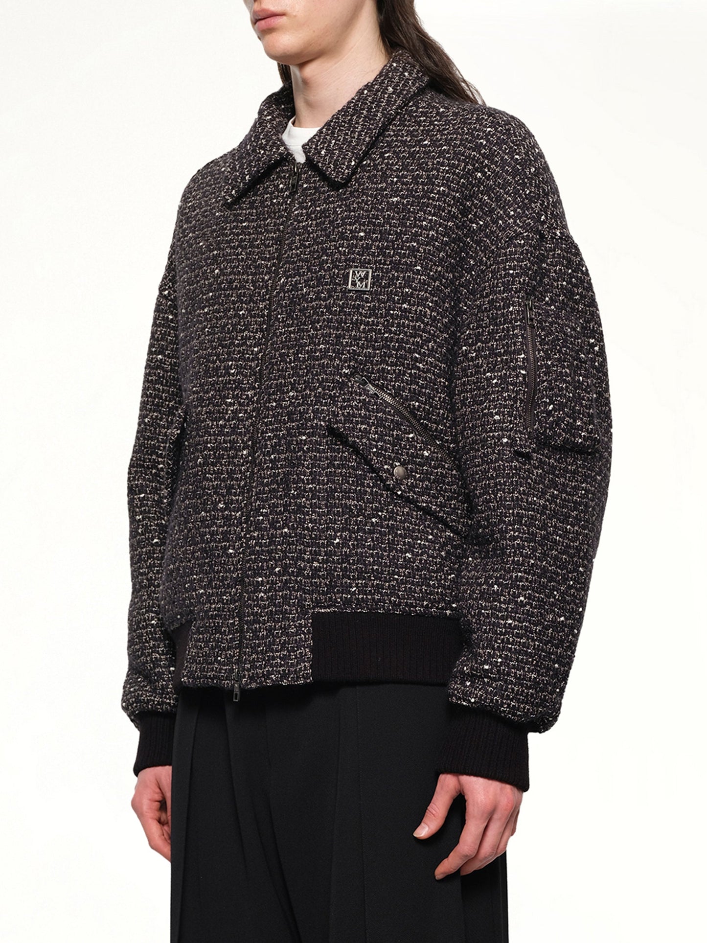 WOOYOUNGMI Tweed Bomber Jacket (Black)