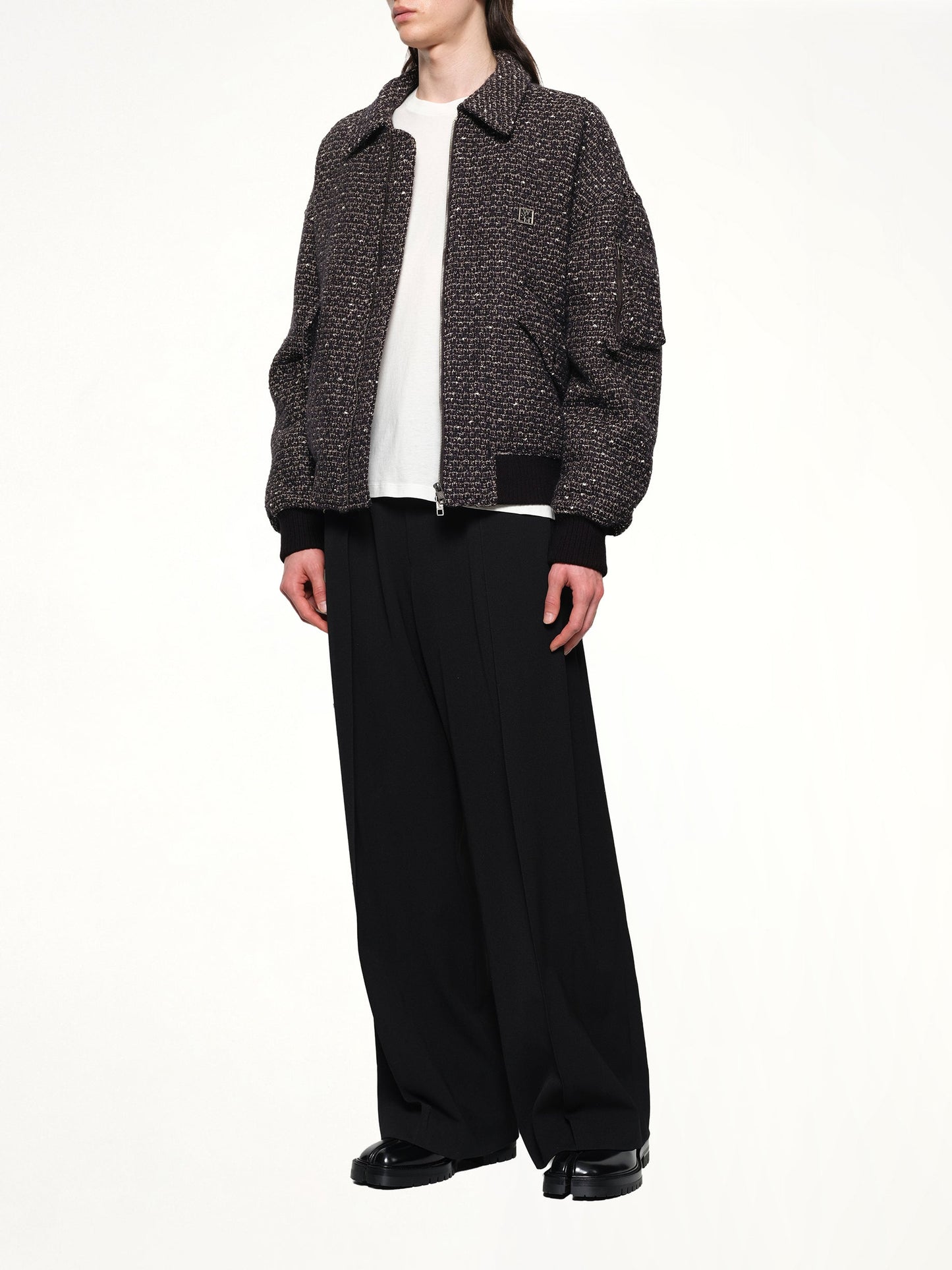 WOOYOUNGMI Tweed Bomber Jacket (Black)