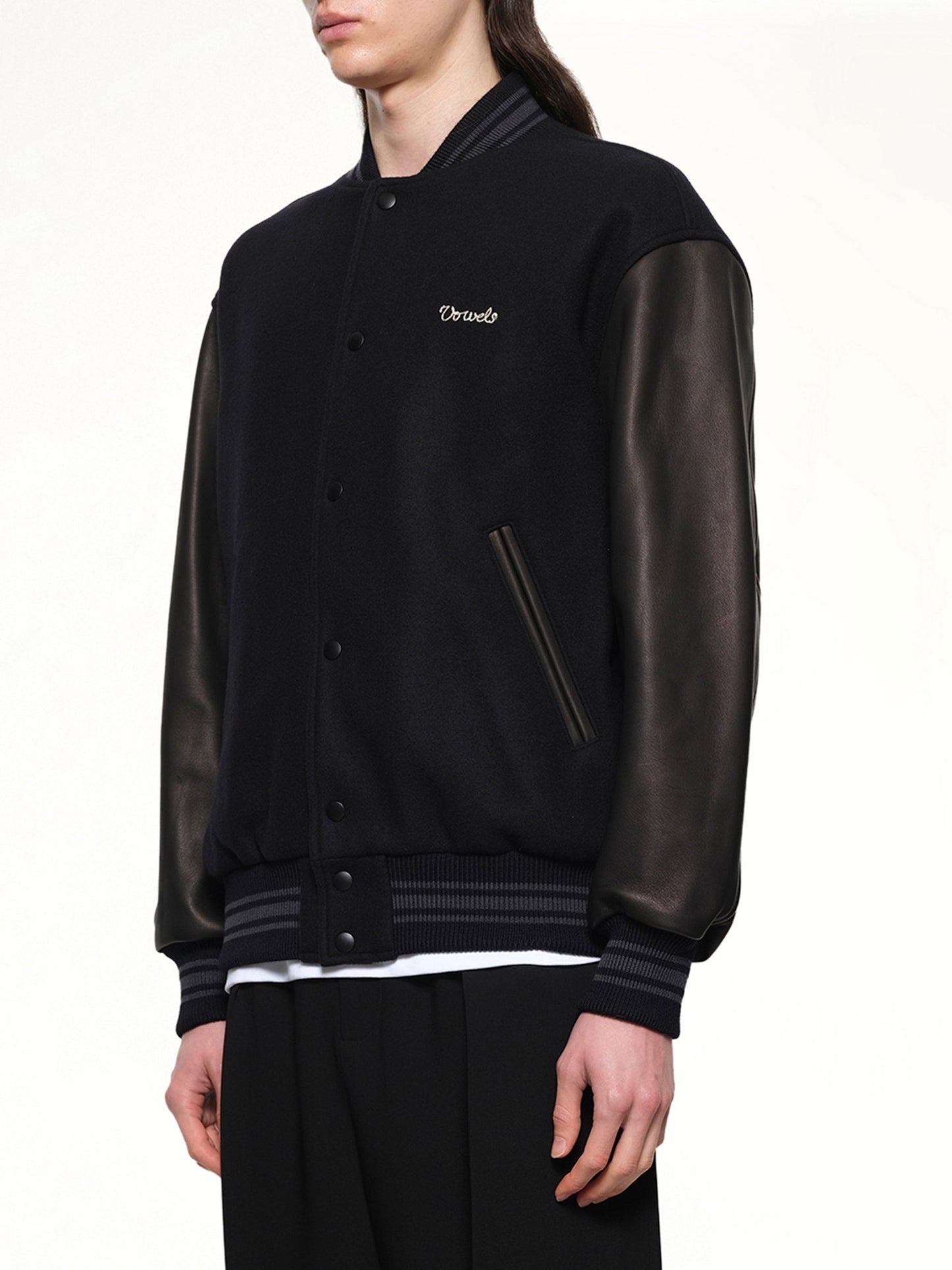 VOWELS Varsity Jacket (Black)