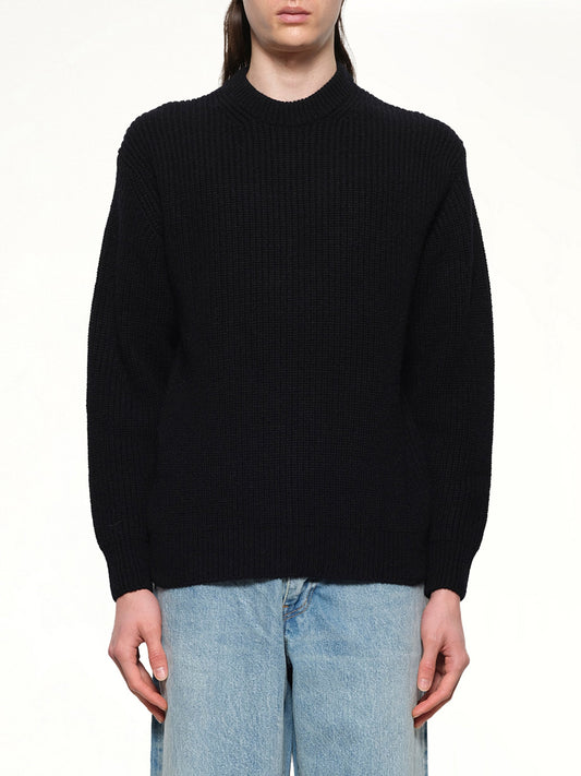 Image of a model wearing Tops. Productname: VOWELS Baby Alpaca Knit in Black colour by brand - VOWELS