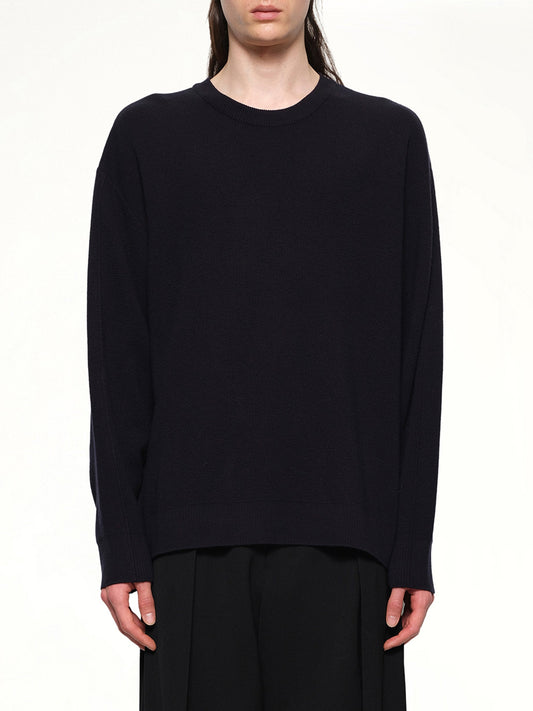 Image of a model wearing Outerwear. Productname: WOOYOUNGMI Knit Sweater in NAVY colour by brand - WOOYOUNGMI