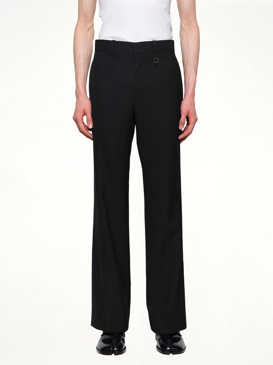 Image of a model wearing Pants. Productname: WOOYOUNGMI Suit Pants in BLACK colour by brand - WOOYOUNGMI