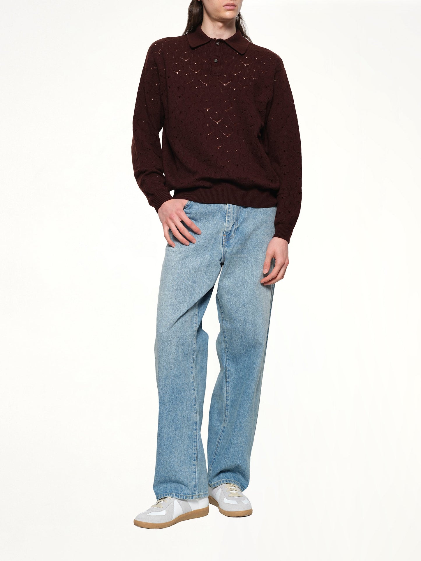 VOWELS Eyelet Polo (Dark Tobacco)