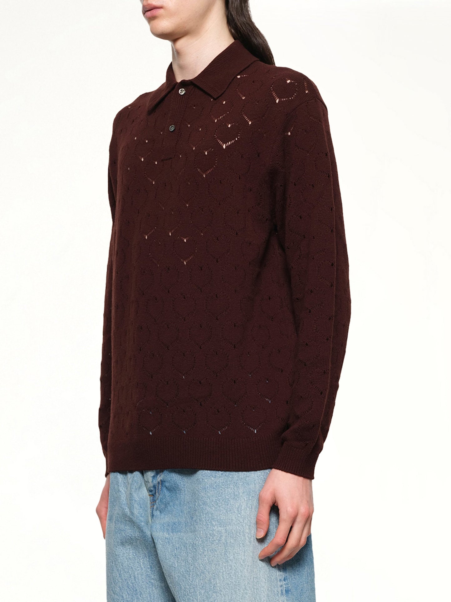 VOWELS Eyelet Polo (Dark Tobacco)