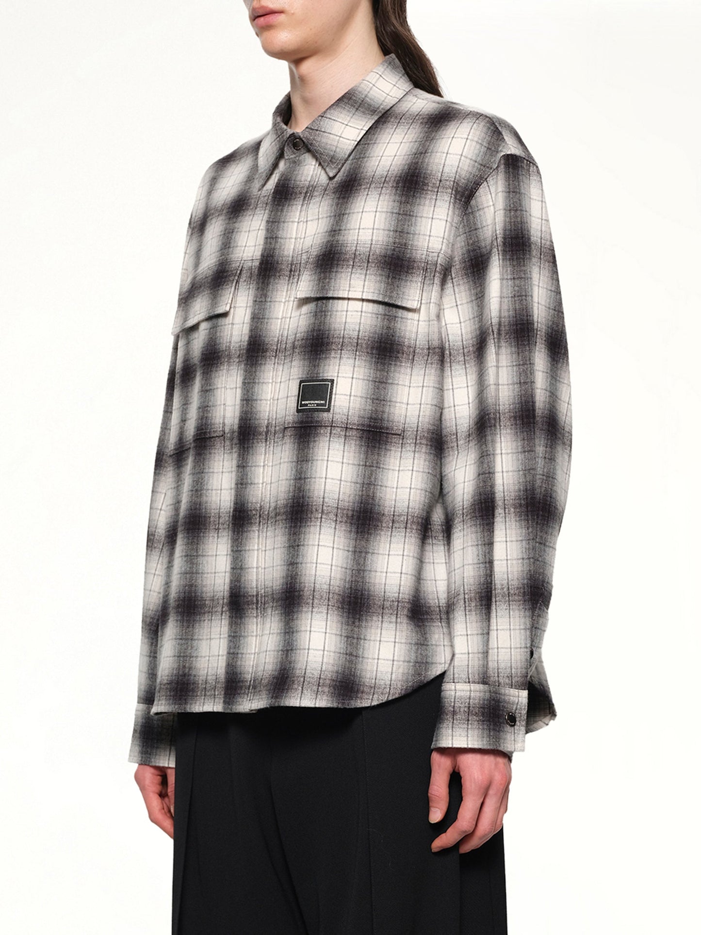 WOOYOUNGMI Logo Patch Check Shirt (Black)