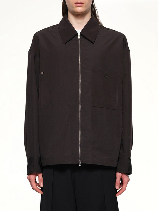 Image of a model wearing Tops. Productname: WOOYOUNGMI Nylon Shirt in BLACK colour by brand - WOOYOUNGMI