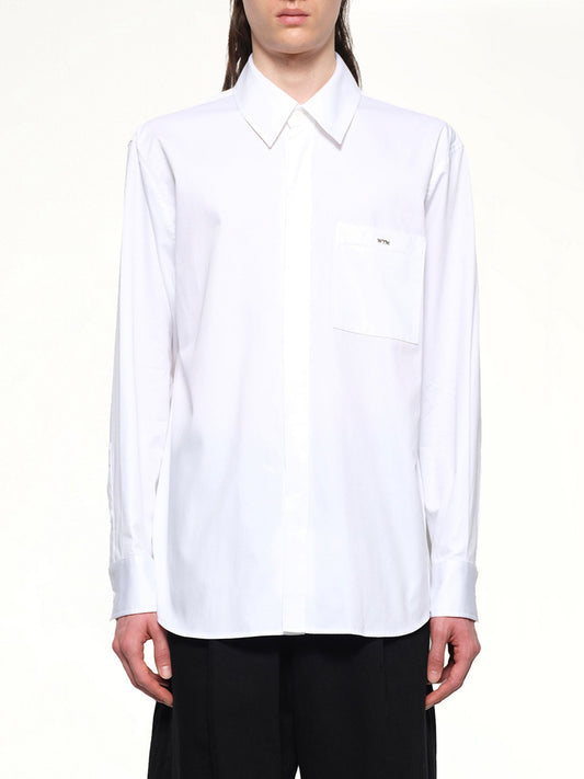Image of a model wearing Tops. Productname: WOOYOUNGMI Pocket Shirt in WHITE colour by brand - WOOYOUNGMI