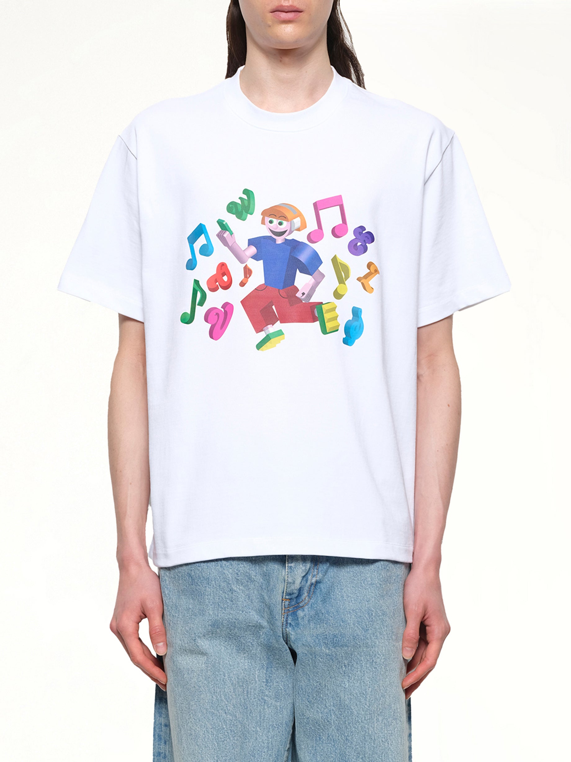 Image of a model wearing Tops. Productname: VOWELS 3D T-Shirt in White colour by brand - VOWELS