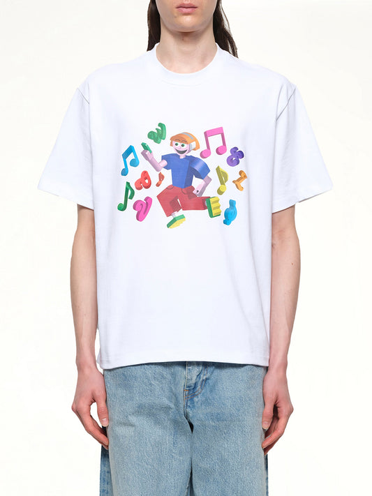 Image of a model wearing Tops. Productname: VOWELS 3D T-Shirt in White colour by brand - VOWELS