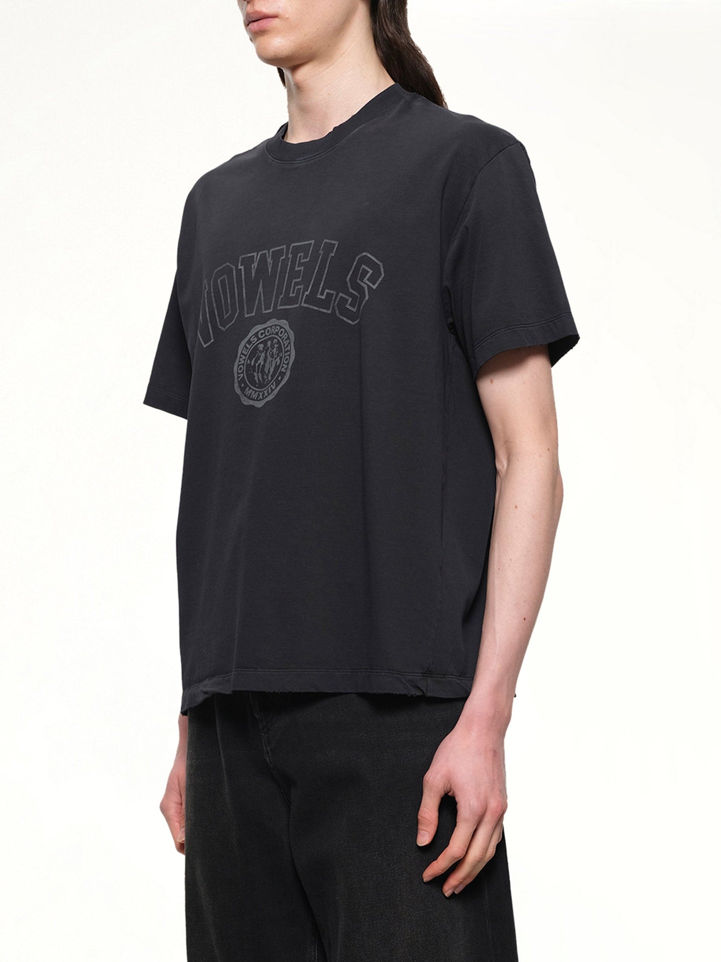 VOWELS Faded Collegiate T-Shirt (Black)