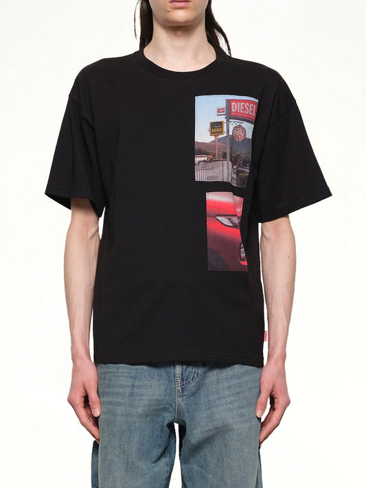 Image of a model wearing Tops. Productname: DIESEL T-BOXT-T3 T-Shirt in Black colour by brand - DIESEL