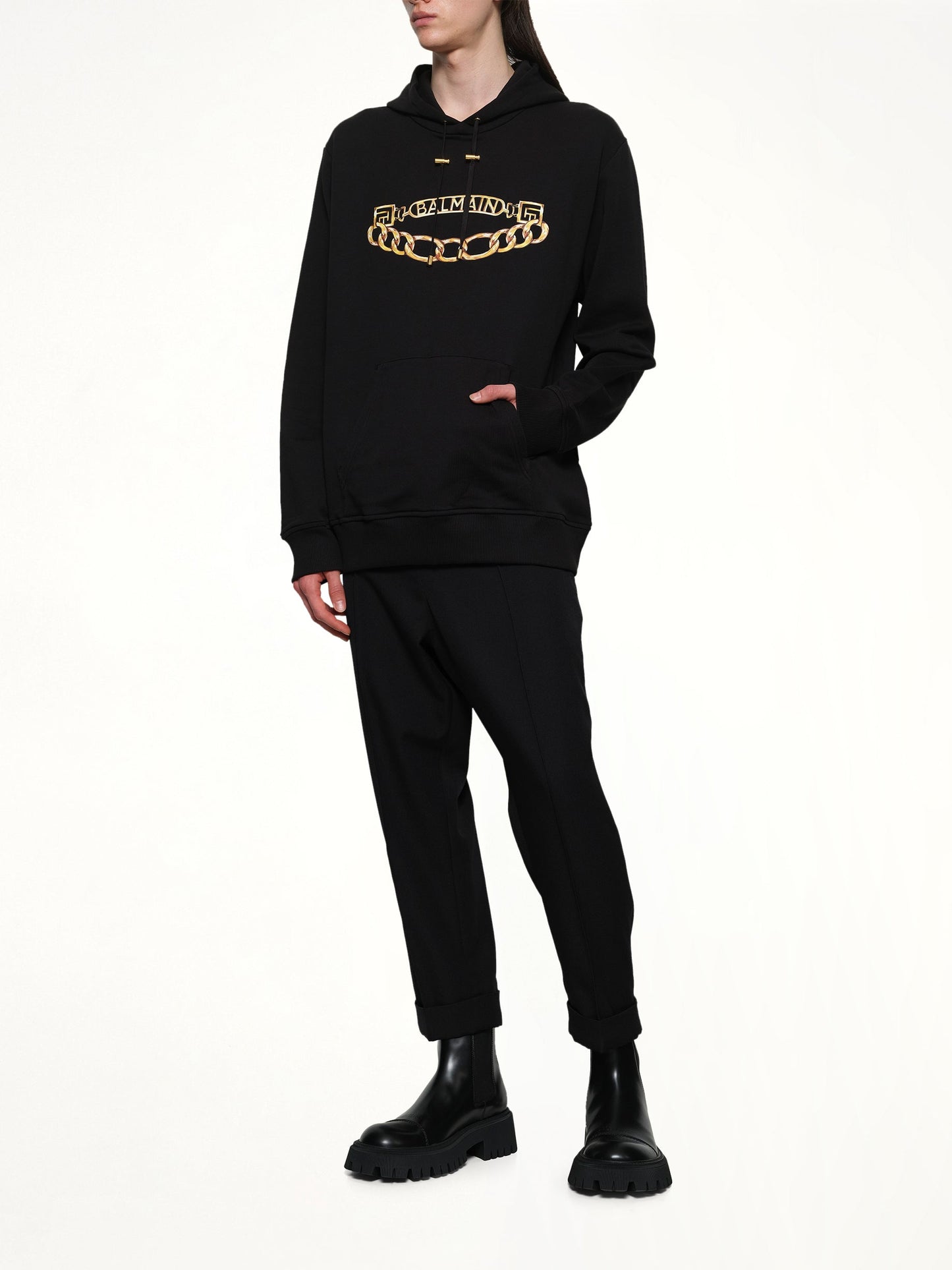 Balmain Chian Logo Hoodie (Black)