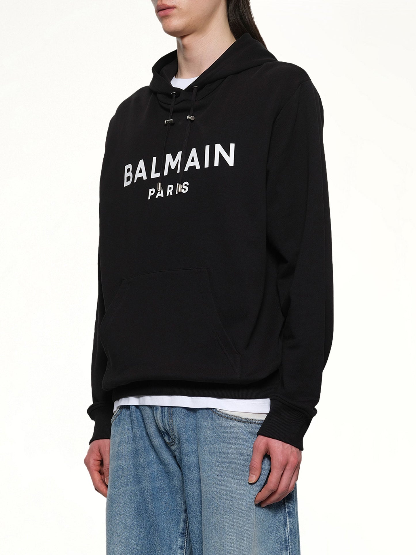 BALMAIN Logo Printed Hoodie (Black)
